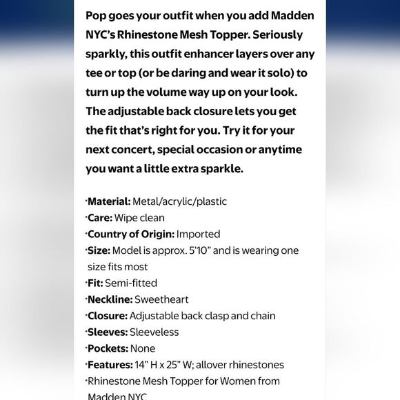 Steve Madden Madden NYC Rhinestone Mesh Topper- Black - Picture 7 of 10